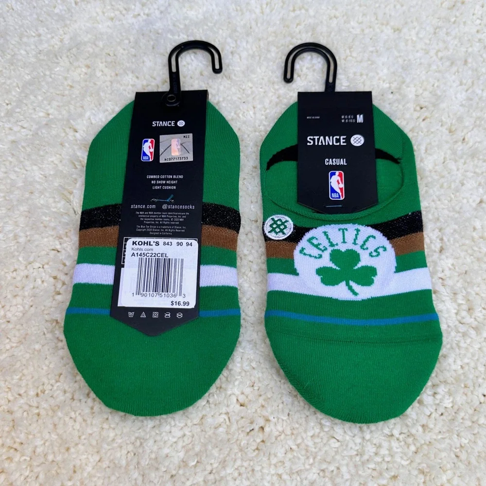 Stance NBA Boston Celtics No Show Socks Green Medium 2 Pairs New